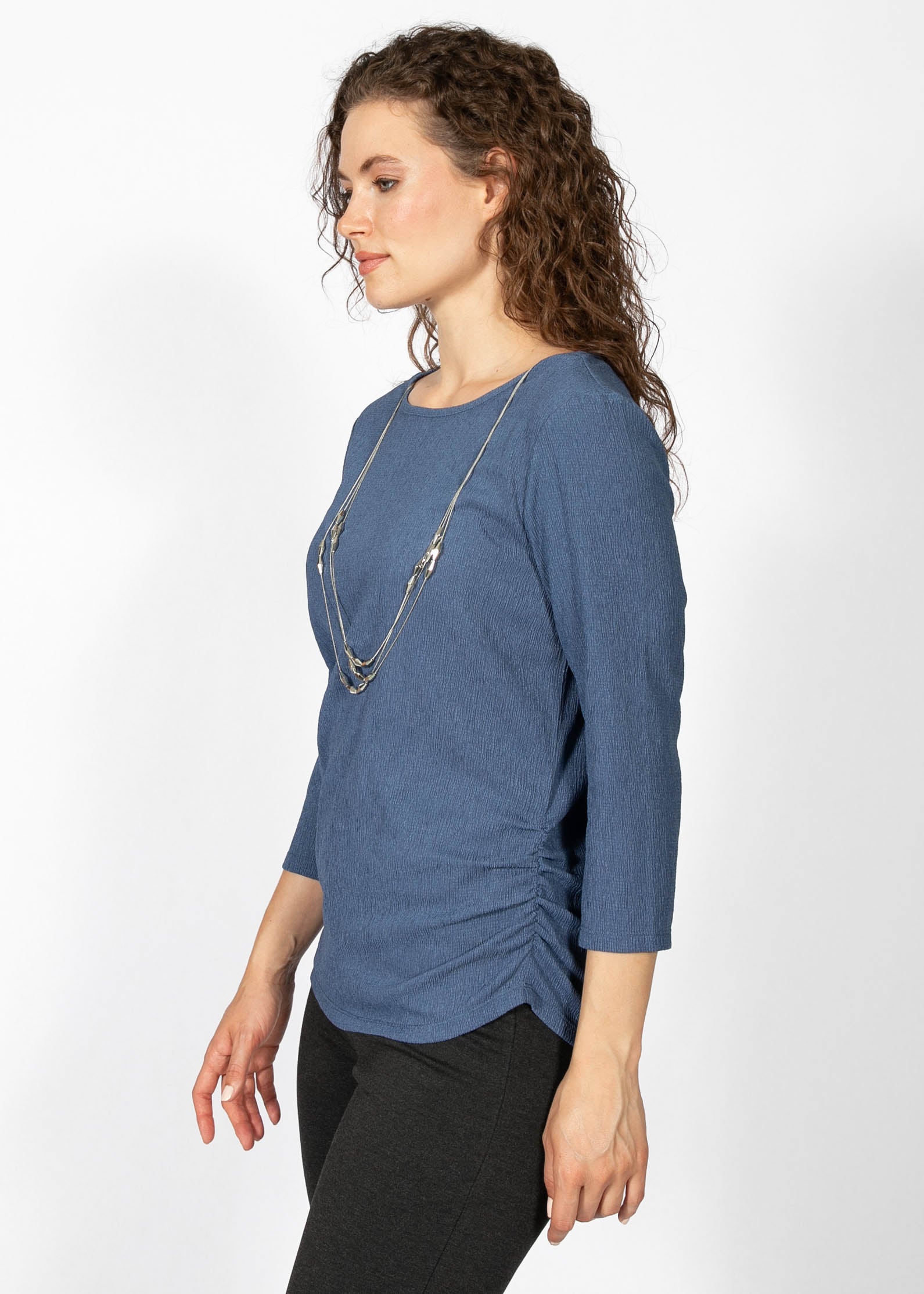 Haut en Tricot à Manches 3/4 avec Collier
