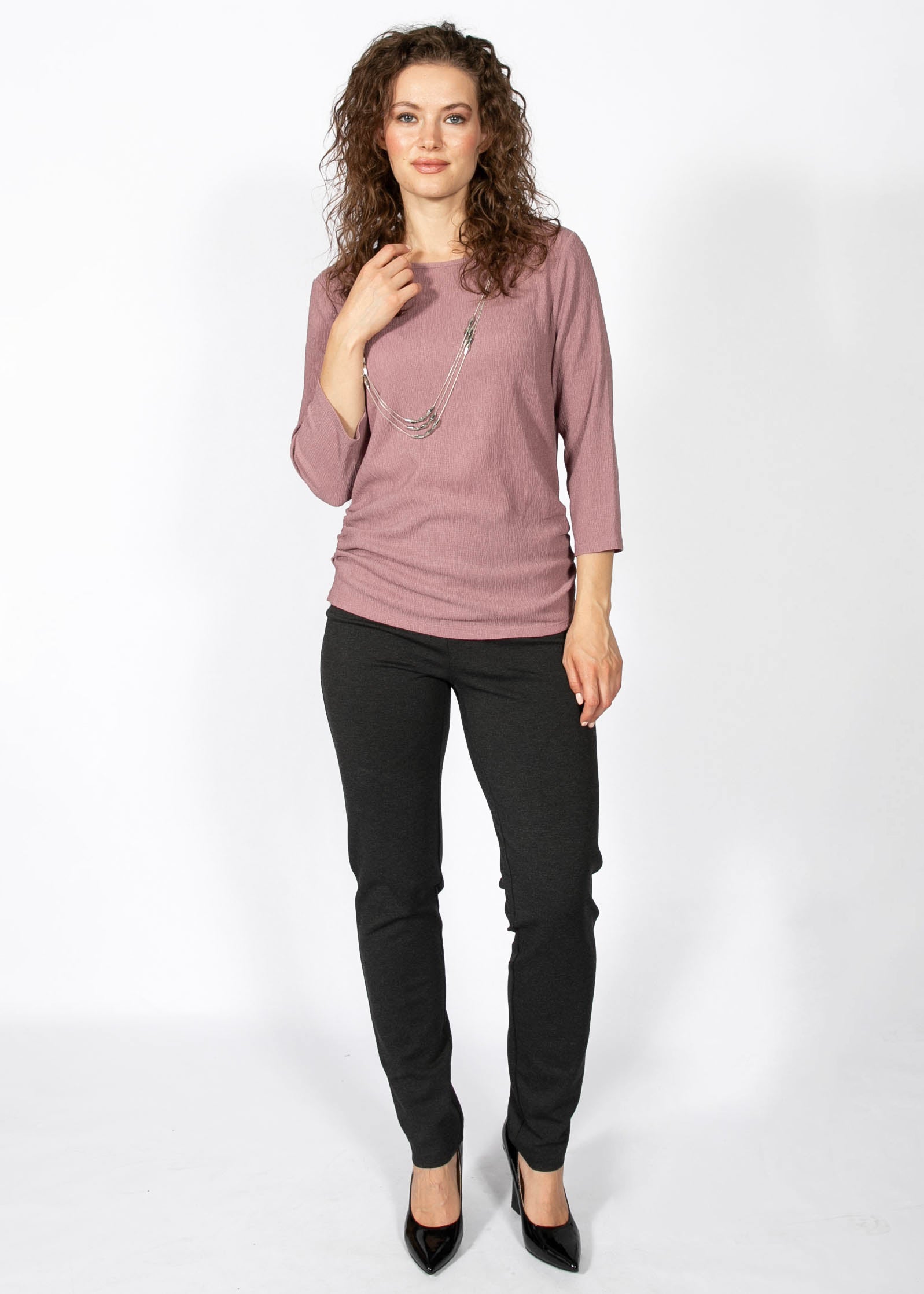 Haut en Tricot à Manches 3/4 avec Collier