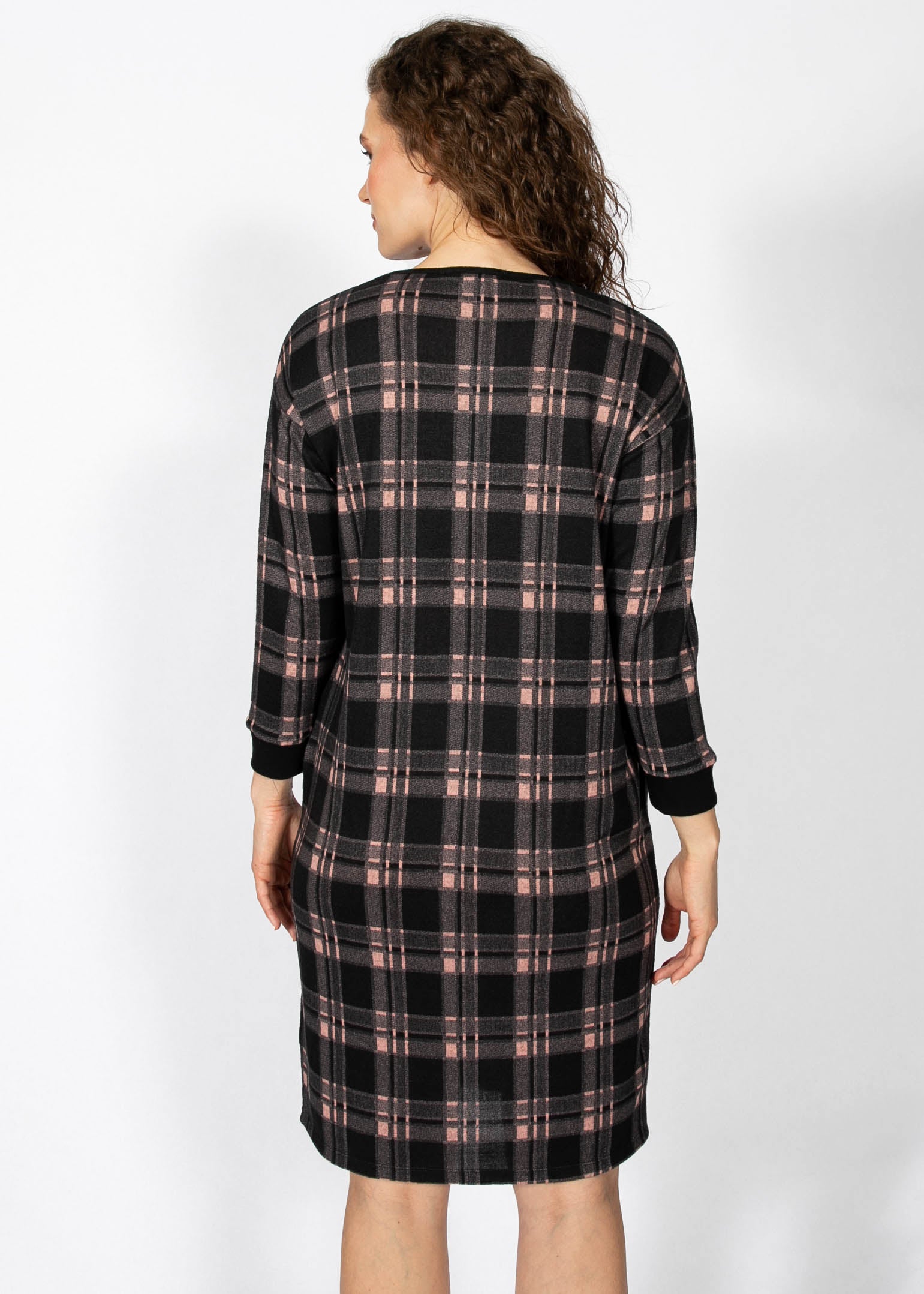 ROBE À MANCHES 3/4 À CARREAUX
