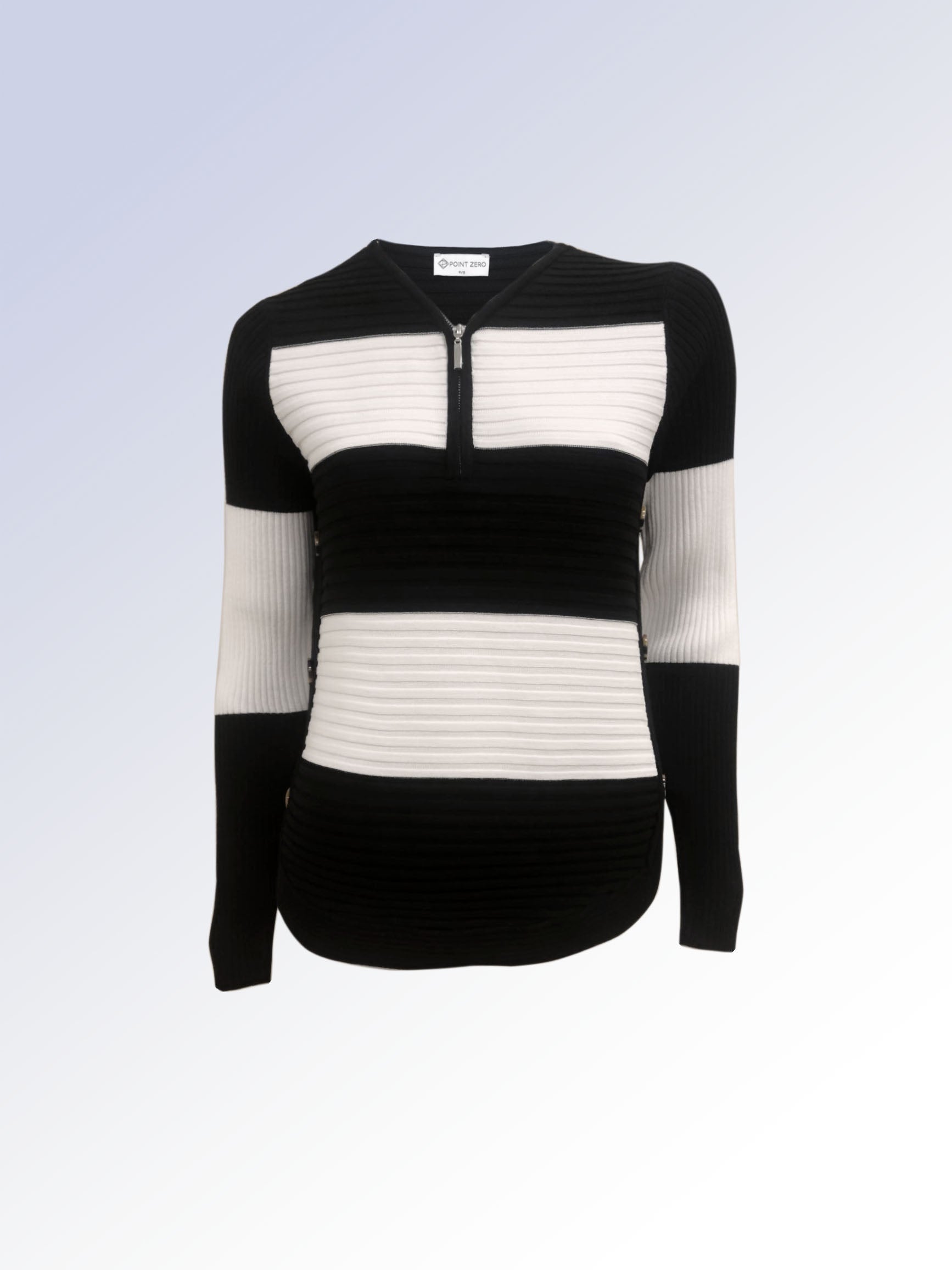 STRIPED ZIP UP SWEATER