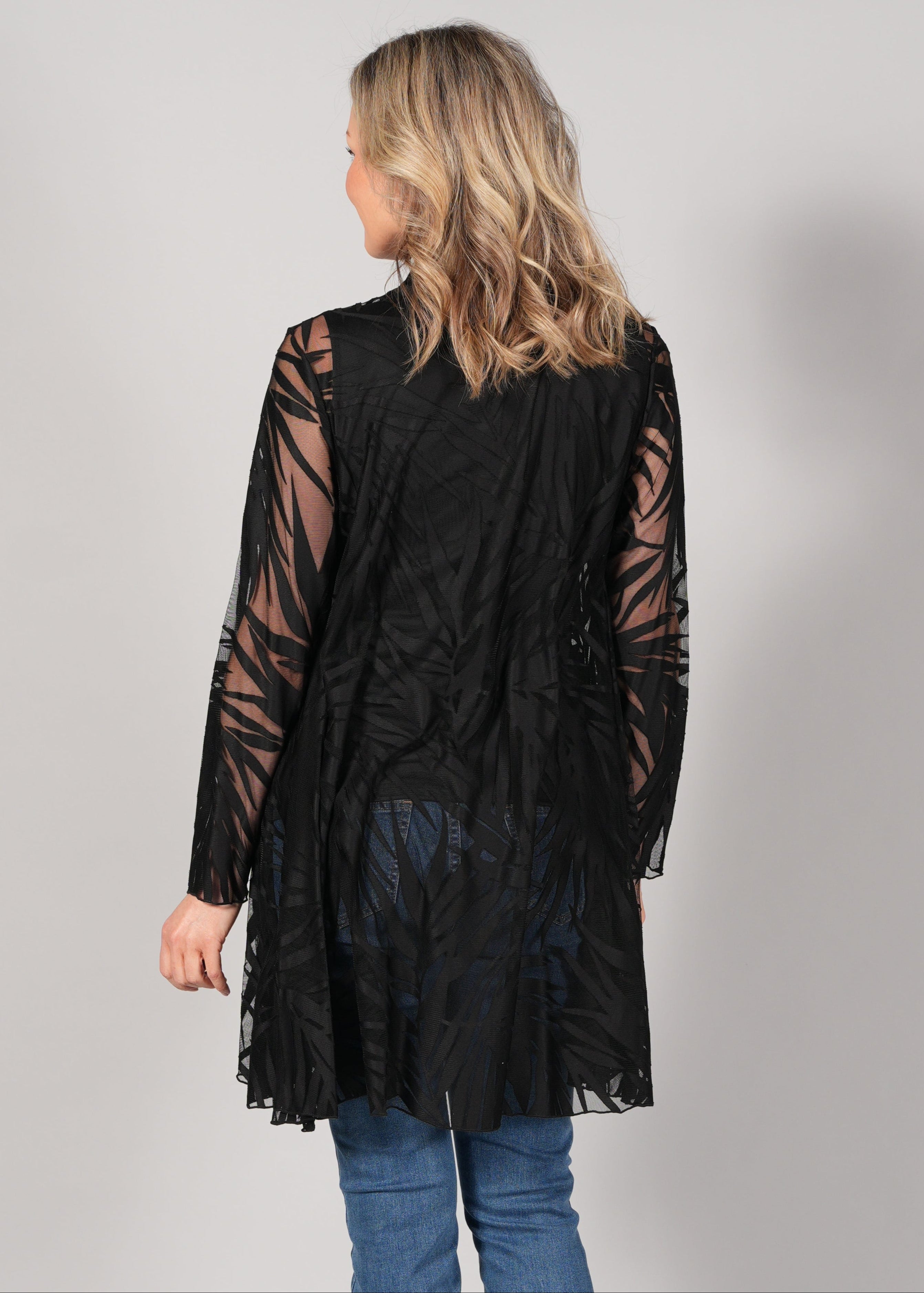 KNITTED CARDIGAN WITH DEVOURÉ LEAVES