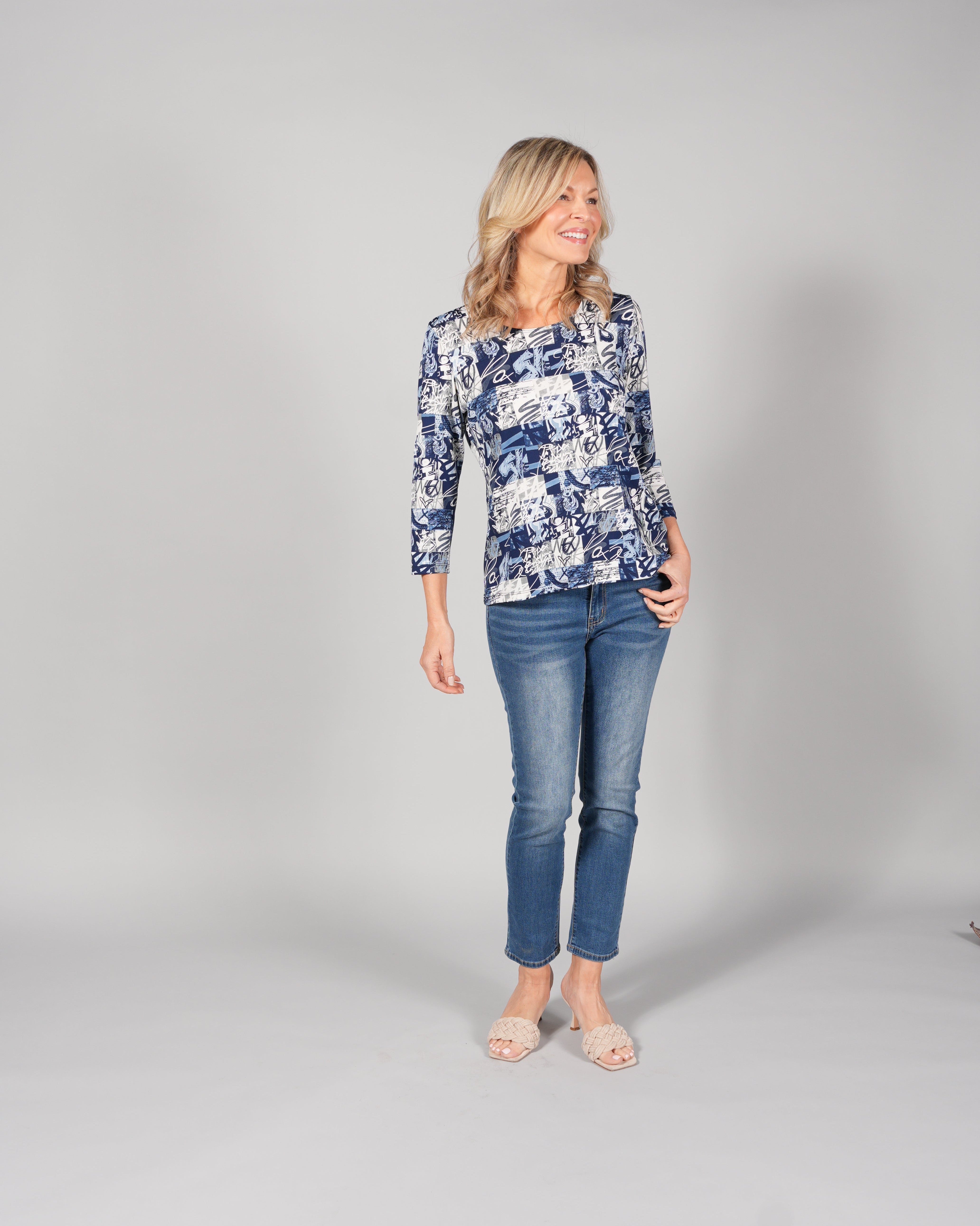3/4 SLEEVE ROUND NECK TOP