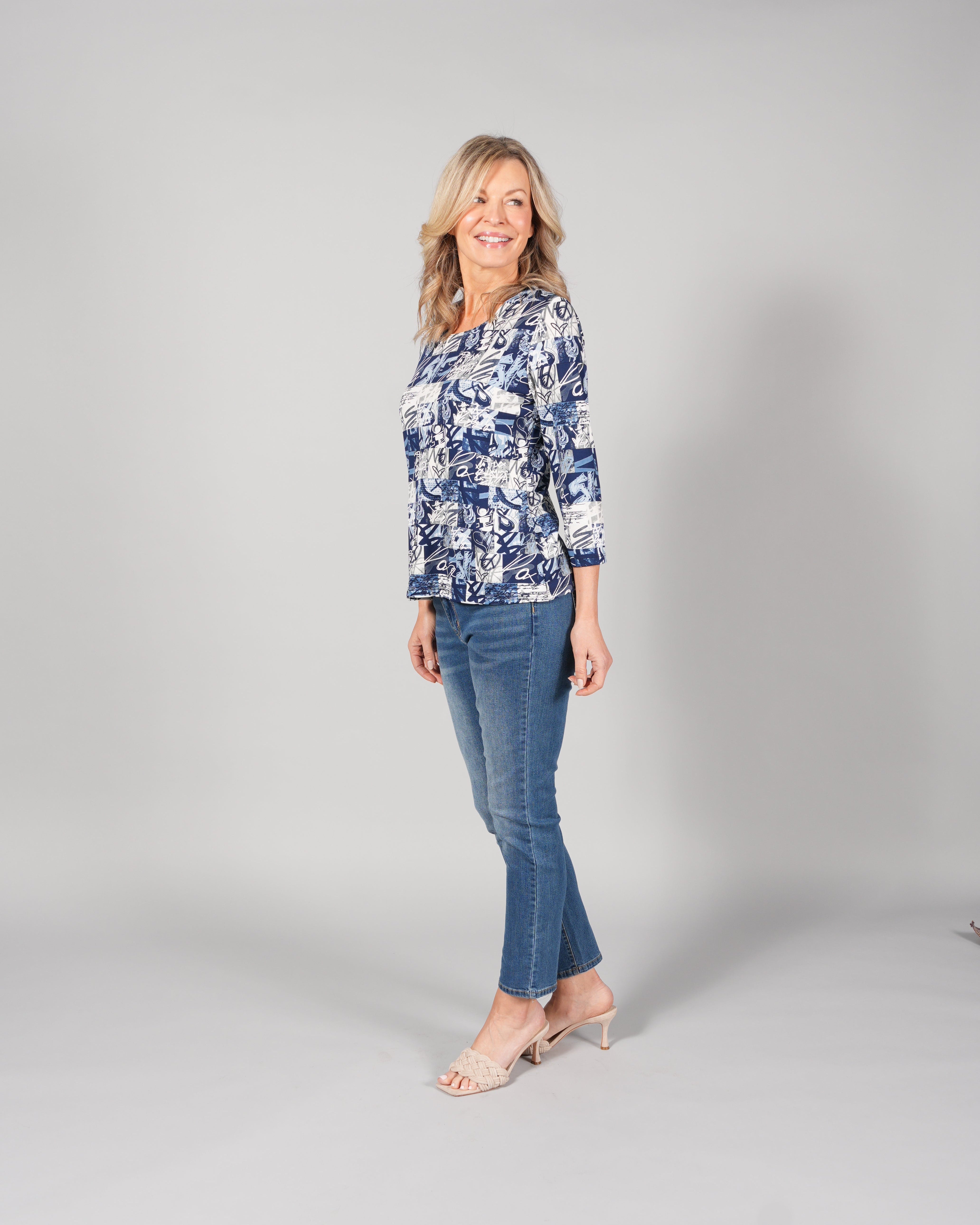 3/4 SLEEVE ROUND NECK TOP
