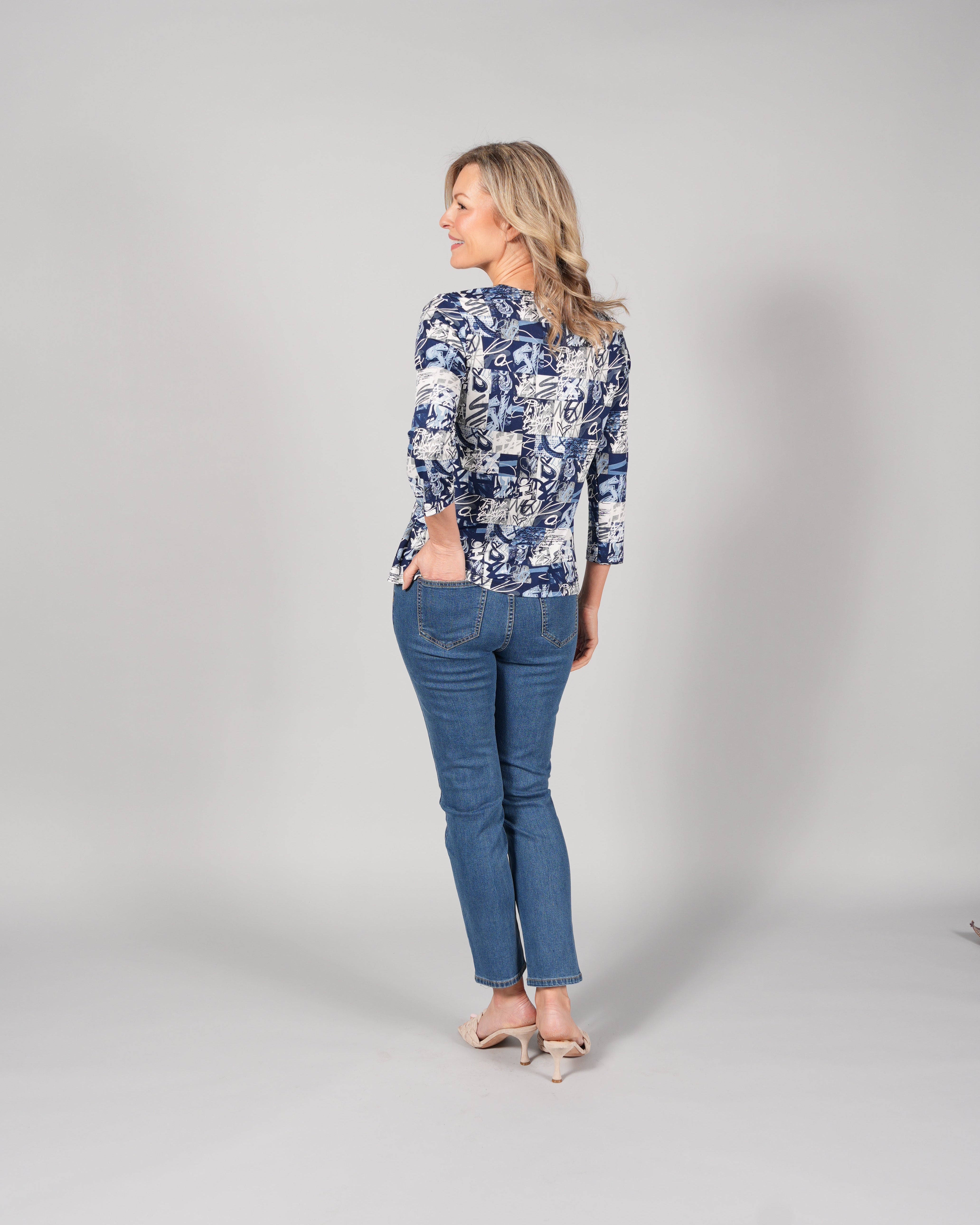 3/4 SLEEVE ROUND NECK TOP
