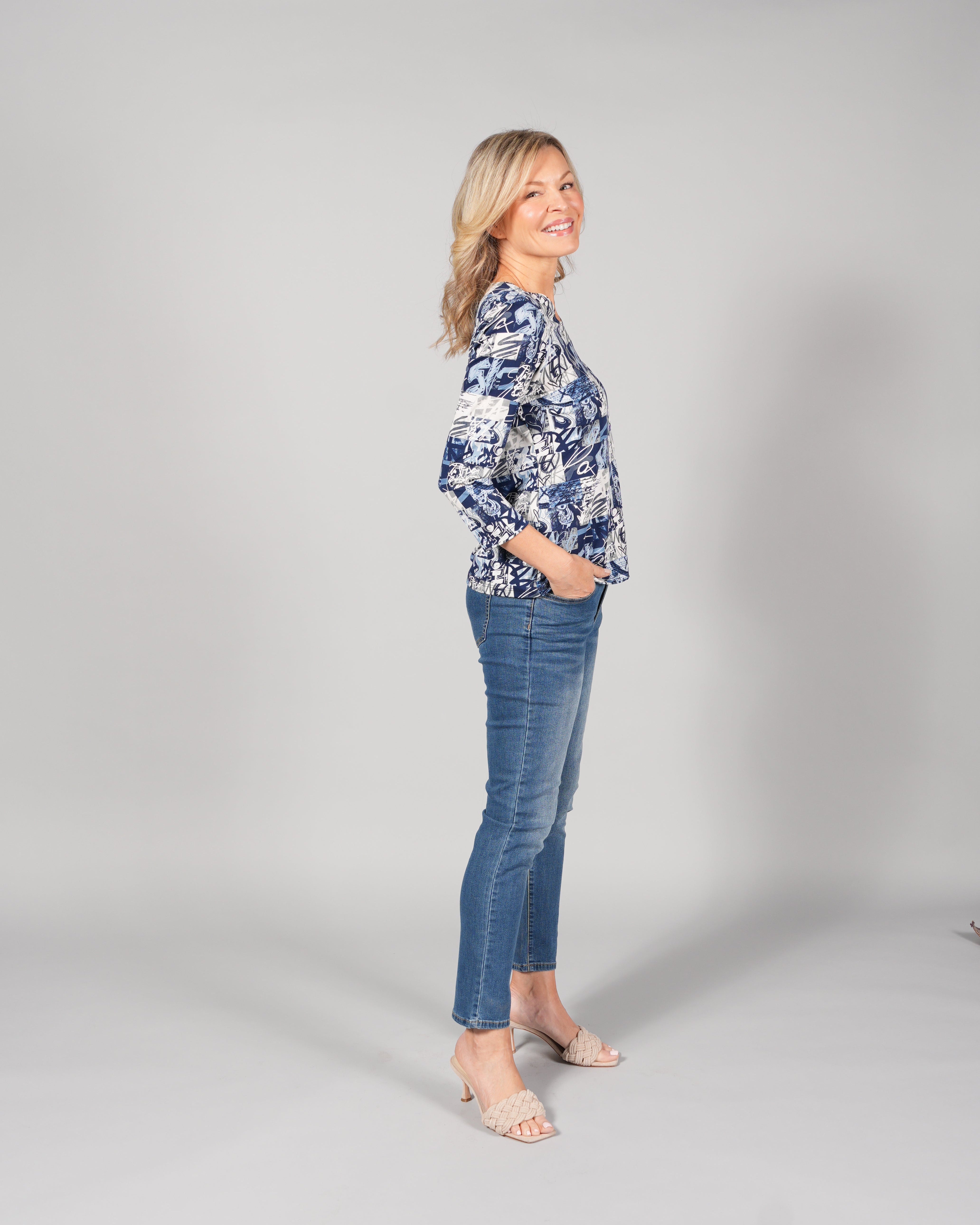 3/4 SLEEVE ROUND NECK TOP