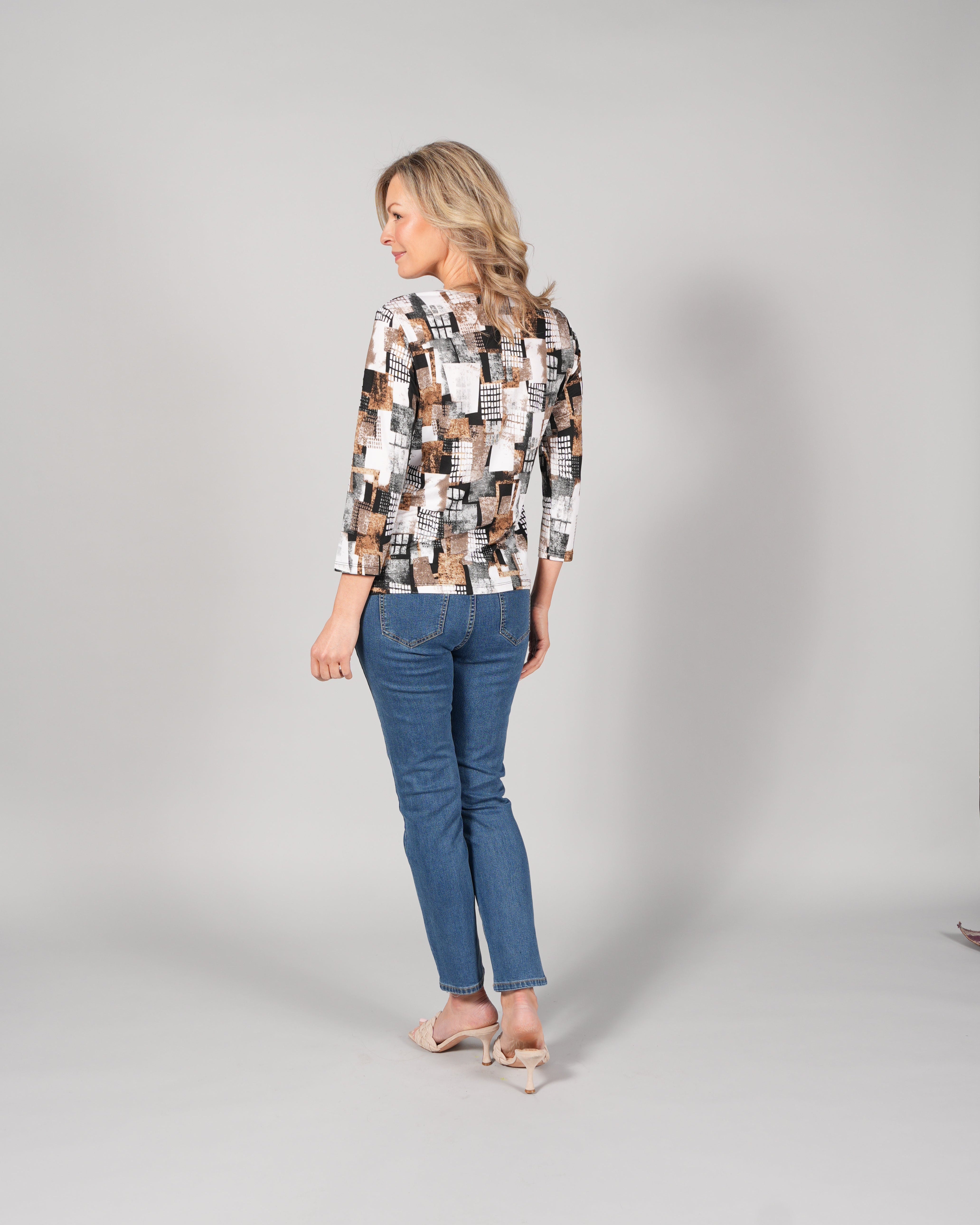 3/4 SLEEVE ROUND NECK TOP