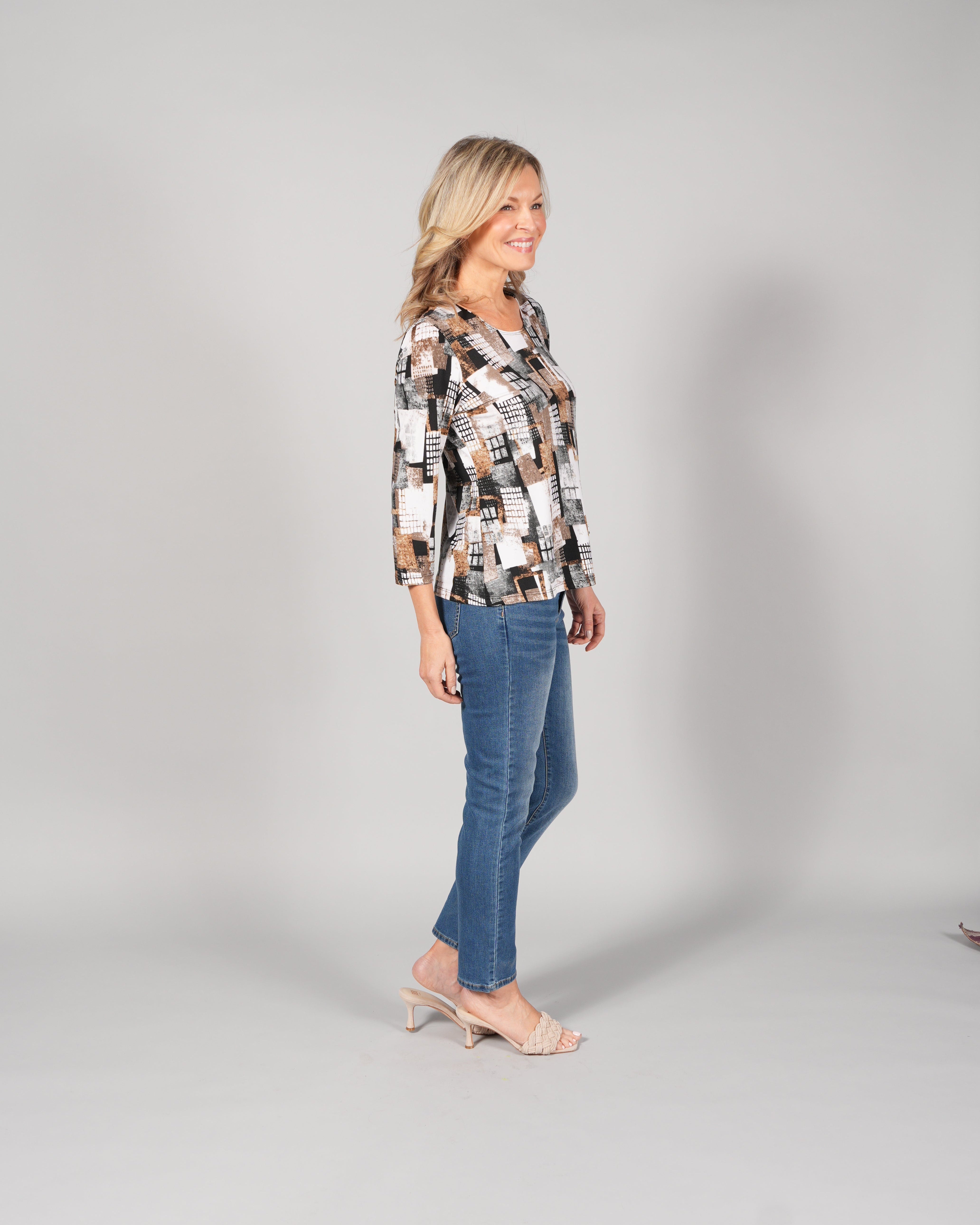 3/4 SLEEVE ROUND NECK TOP