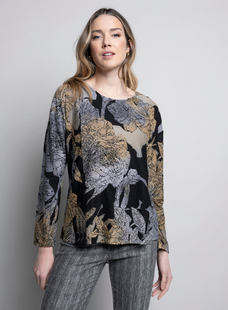 LONG-SLEEVED JACQUARD PRINT TOP
