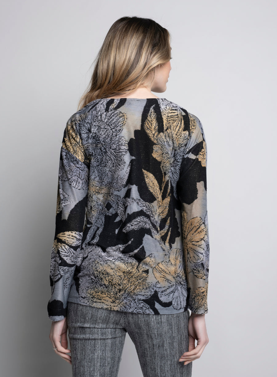 LONG-SLEEVED JACQUARD PRINT TOP