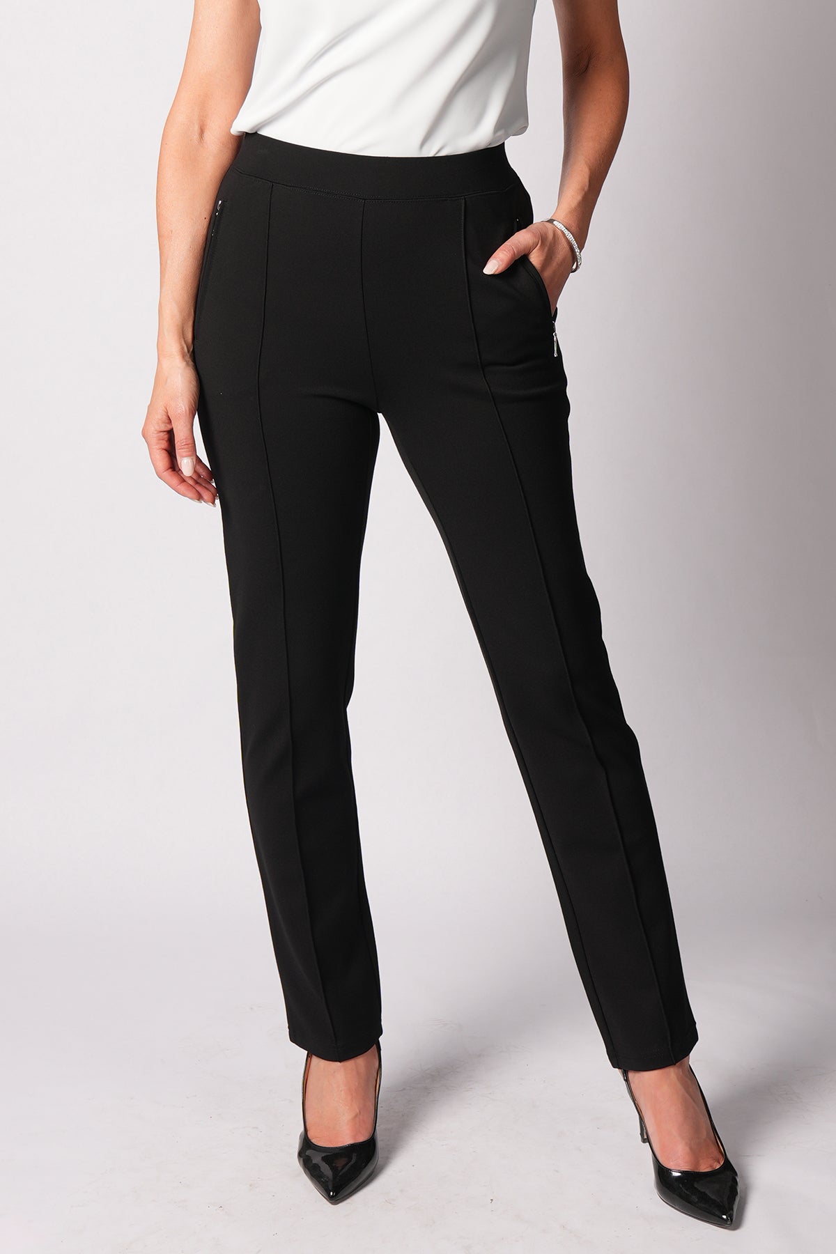 PANTALON PONTE AVEC FERMETURE ÉCLAIR SUR POCHE
