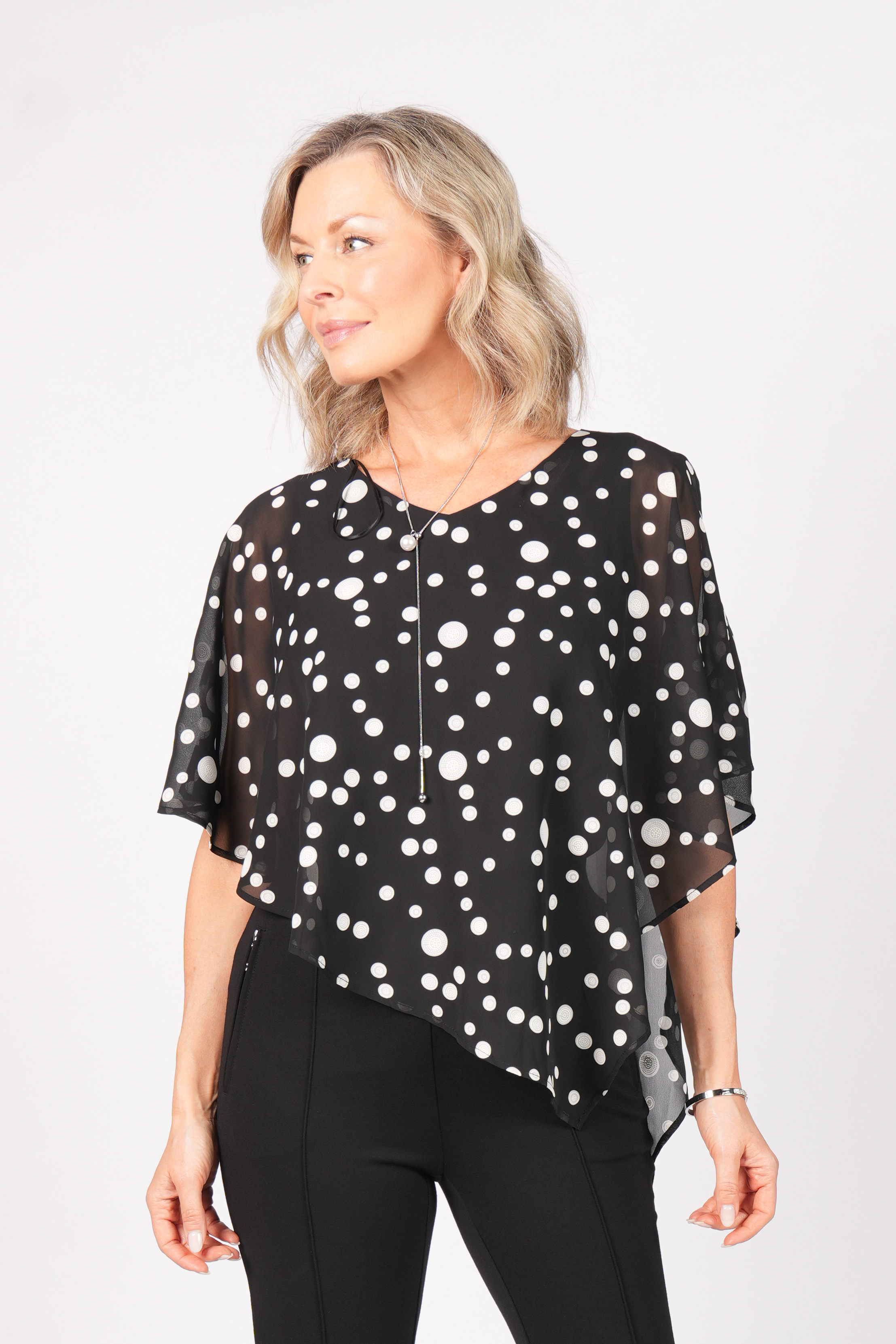 HAUT EN CHIFFON À POIS
